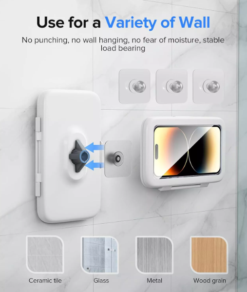 Waterproof Shower Phone Holder – 480° Rotating Case for iPhone & Android