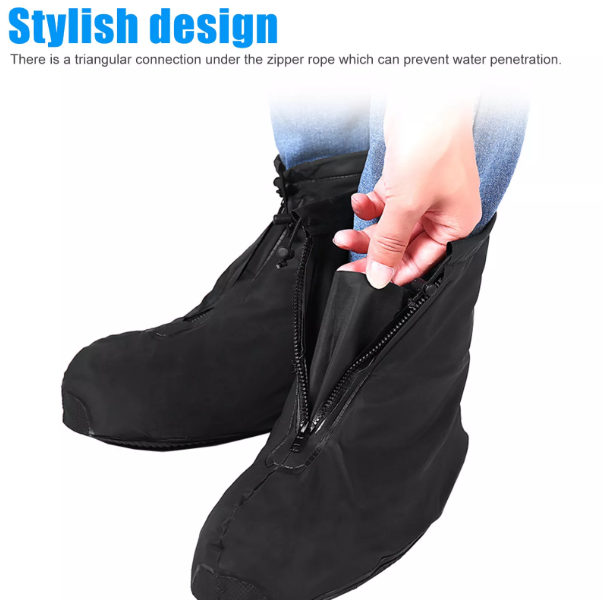Waterproof Shoe Covers – Reusable Anti-Slip Overshoes with Zipper for Rain Protection