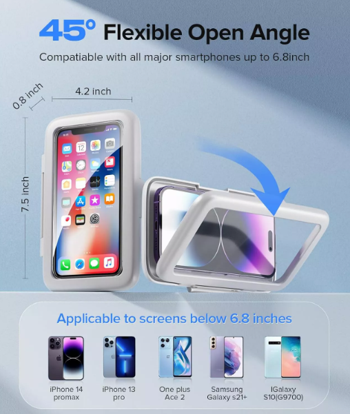 Waterproof Shower Phone Holder – 480° Rotating Case for iPhone & Android