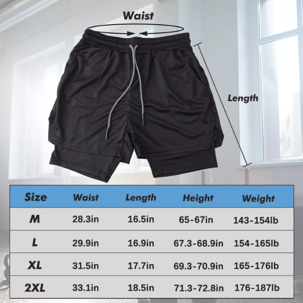 Men’s 2-in-1 Running Shorts – Gym & Workout Shorts with Phone Pocket