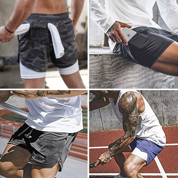 Men’s 2-in-1 Running Shorts – Gym & Workout Shorts with Phone Pocket