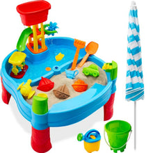 Load image into Gallery viewer, Kids Outdoor Sand &amp; Water Table w/ 18 Accessories, Adjustable Umbrella
