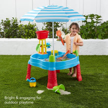 Load image into Gallery viewer, Kids Outdoor Sand &amp; Water Table w/ 18 Accessories, Adjustable Umbrella
