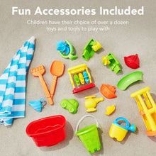 Load image into Gallery viewer, Kids Outdoor Sand &amp; Water Table w/ 18 Accessories, Adjustable Umbrella
