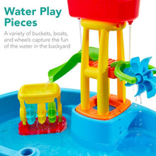 Load image into Gallery viewer, Kids Outdoor Sand &amp; Water Table w/ 18 Accessories, Adjustable Umbrella
