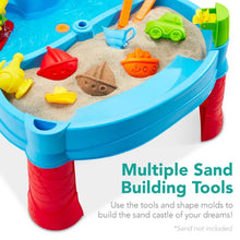 Load image into Gallery viewer, Kids Outdoor Sand &amp; Water Table w/ 18 Accessories, Adjustable Umbrella
