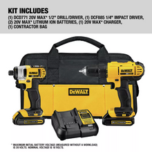 Load image into Gallery viewer, DEWALT DCK240C2 20V MAX Cordless 2-Tool Combo Kit with 1.3Ah Batteries
